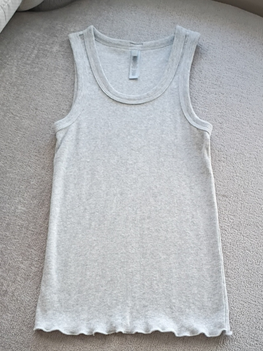 Skims Light Gray Ribbed Cotton Tank Top